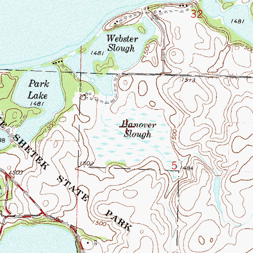 Topographic Map of Hanover Slough, MN