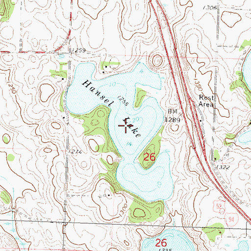 Topographic Map of Hansel Lake, MN