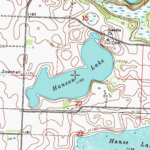 Topographic Map of Hanson Lake, MN
