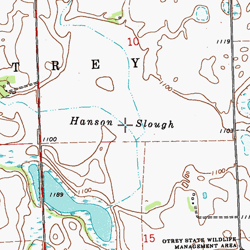 Topographic Map of Hanson Slough, MN