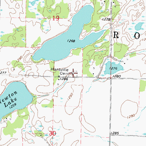 Topographic Map of Hansville Cemetery, MN