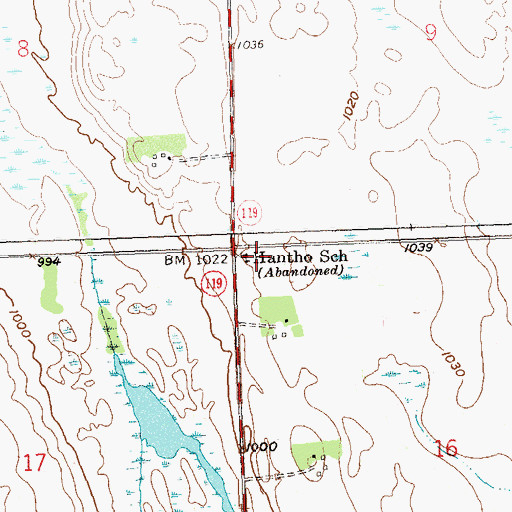 Topographic Map of Hantho School, MN