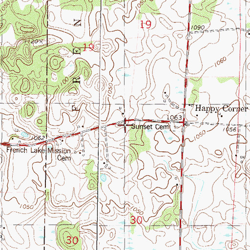 Topographic Map of Happy Corner School, MN