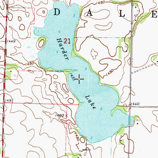 Topographic Map of Harder Lake, MN