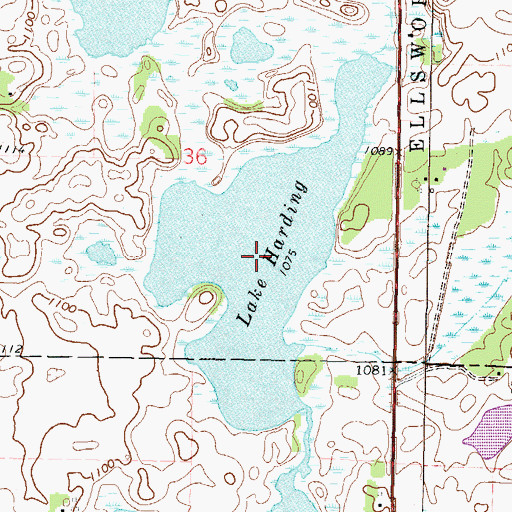 Topographic Map of Lake Harding, MN