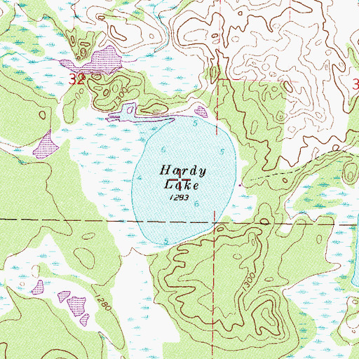 Topographic Map of Hardy Lake, MN