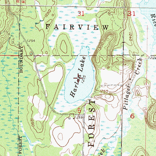 Topographic Map of Harlan Lake, MN