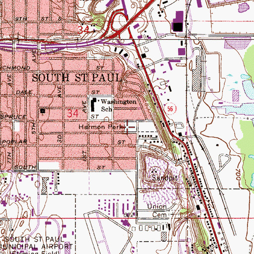 Topographic Map of Harmon Park, MN