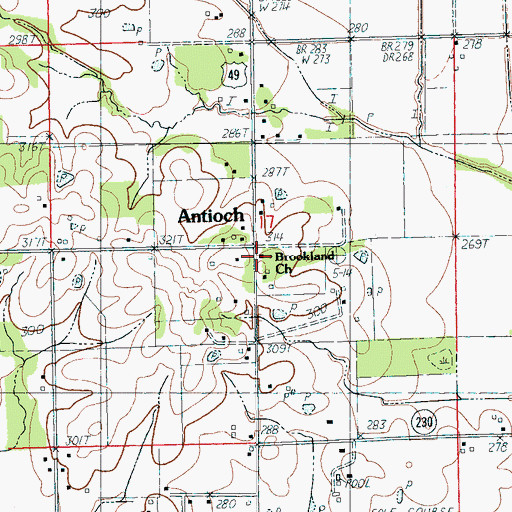 Topographic Map of Brookland Church, AR