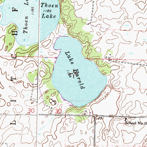 Topographic Map of Lake Harold, MN