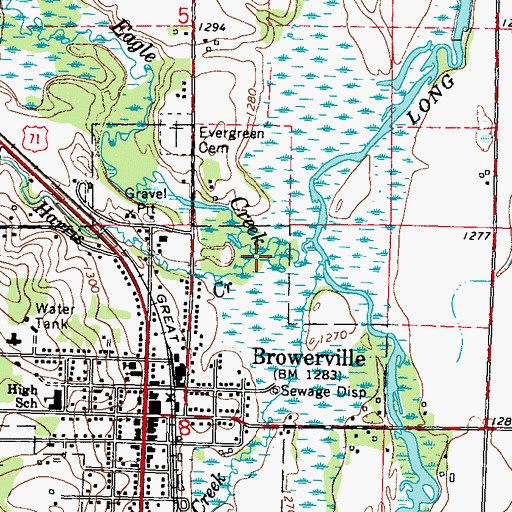 Topographic Map of Harris Creek, MN