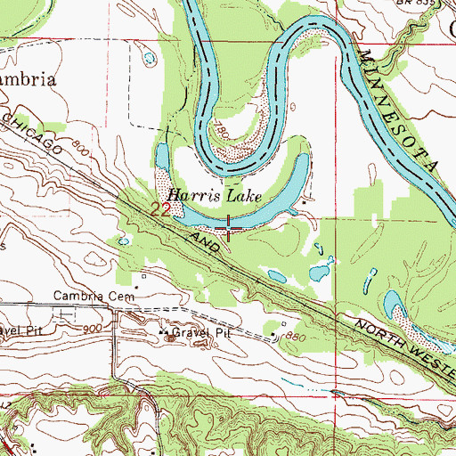 Topographic Map of Harris Lake, MN