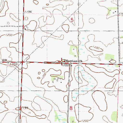 Topographic Map of Harrison Church, MN