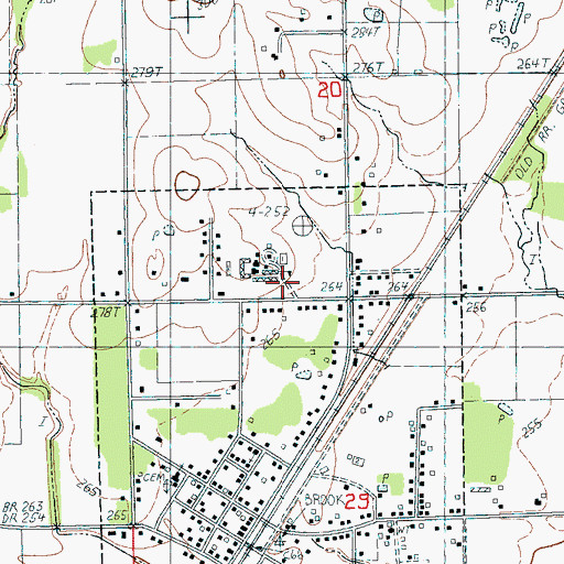 Topographic Map of Brookland High School, AR