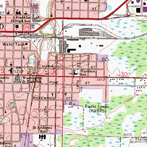 Topographic Map of Harrison Elementary School, MN