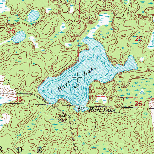 Topographic Map of Hart Lake, MN