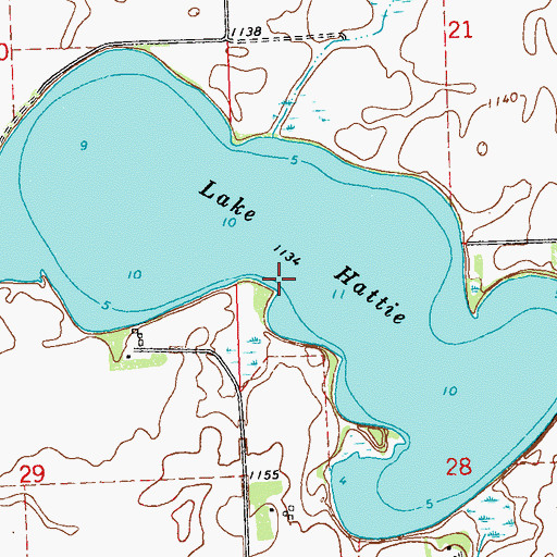 Topographic Map of Lake Hattie, MN