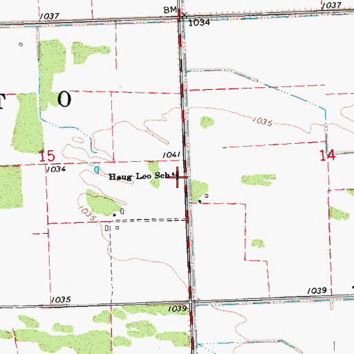 Topographic Map of Haug-Leo School, MN