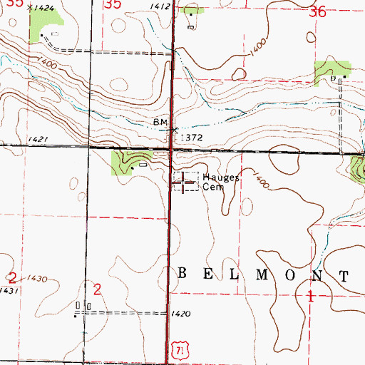 Topographic Map of Hauges Cemetery, MN