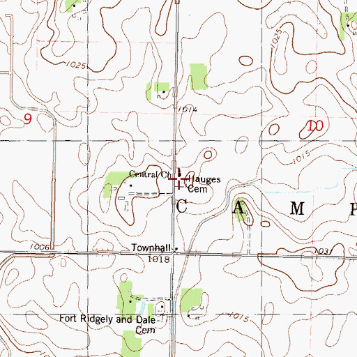 Topographic Map of Hauges Cemetery, MN