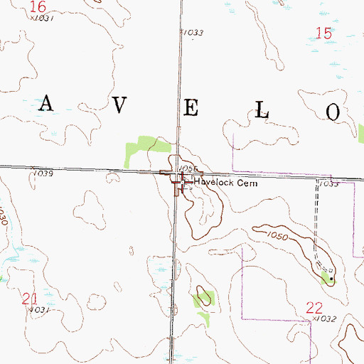 Topographic Map of Havelock Cemetery, MN