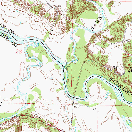 Topographic Map of Hawk Creek, MN