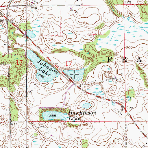 Topographic Map of Hawkinson Lake, MN