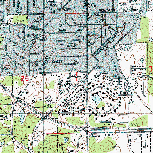 Topographic Map of First Presbyterian Church, AR