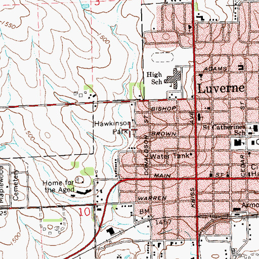 Topographic Map of Hawkinson Park, MN