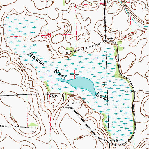 Topographic Map of Hawks Nest Lake, MN
