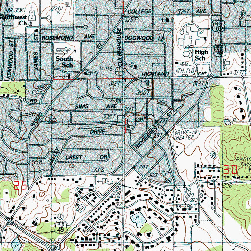 Topographic Map of Ridgecrest Baptist Church, AR