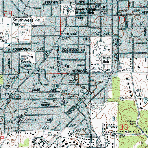 Topographic Map of Reorganized Church of Jesus Christ of Latter Day Saints, AR