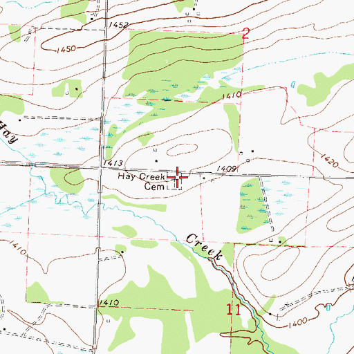 Topographic Map of Hay Creek Cemetery, MN