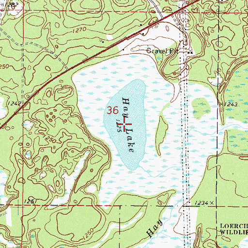 Topographic Map of Hay Lake, MN