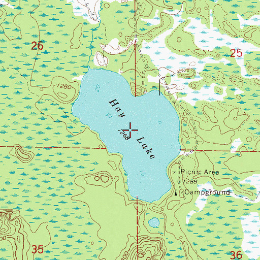 Topographic Map of Hay Lake, MN