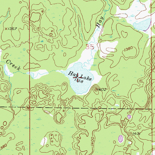 Topographic Map of Hay Lake, MN