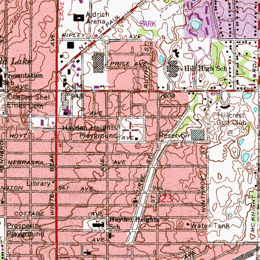 Topographic Map of Hayden Heights Playground, MN