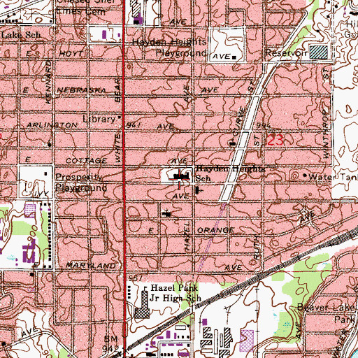 Topographic Map of Hayden Heights School, MN