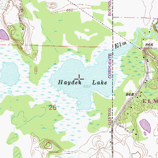 Topographic Map of Hayden Lake, MN