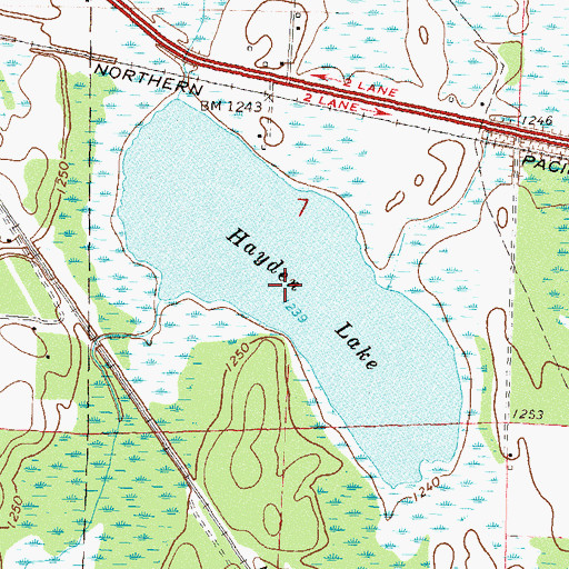 Topographic Map of Hayden Lake, MN