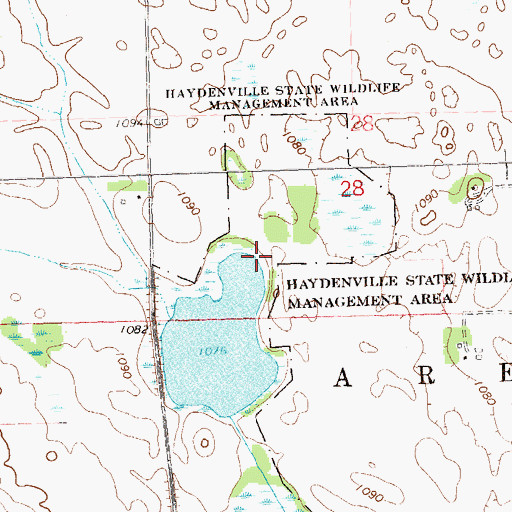 Topographic Map of Haydenville State Wildlife Management Area, MN