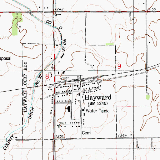 Topographic Map of Hayward, MN