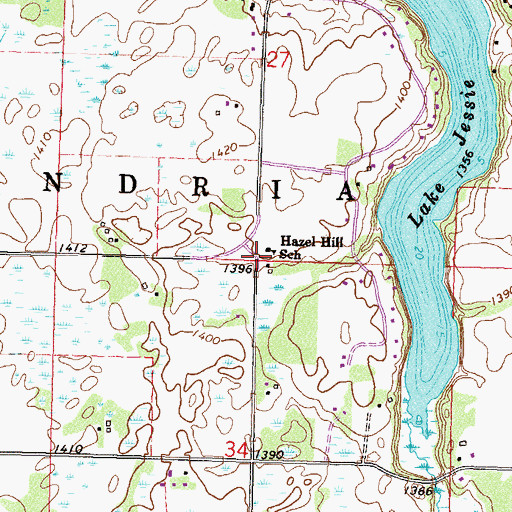 Topographic Map of Hazel Hill School, MN