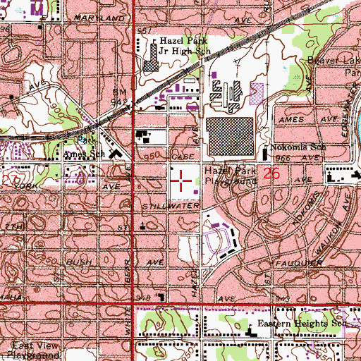 Topographic Map of Hazel Park Playground, MN