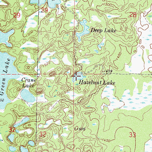 Topographic Map of Hazelnut Lake, MN