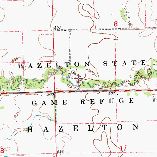Topographic Map of Hazelton State Game Refuge, MN