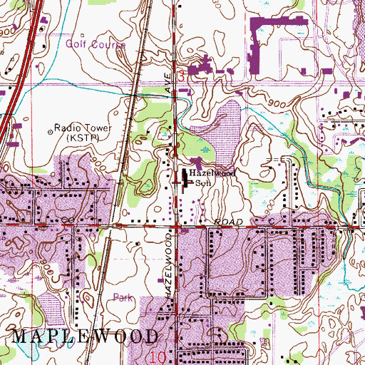 Topographic Map of Hazelwood School, MN