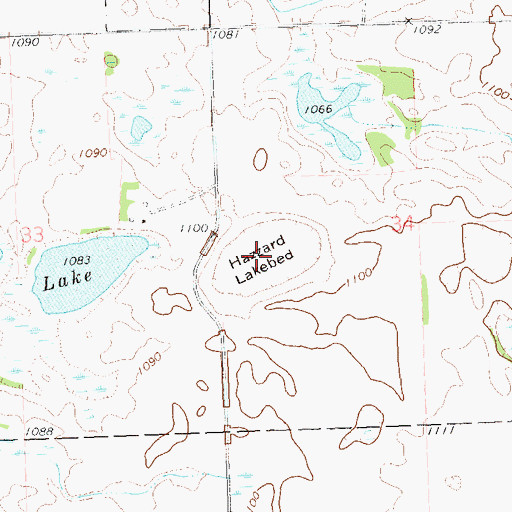 Topographic Map of Hazzard Lakebed, MN