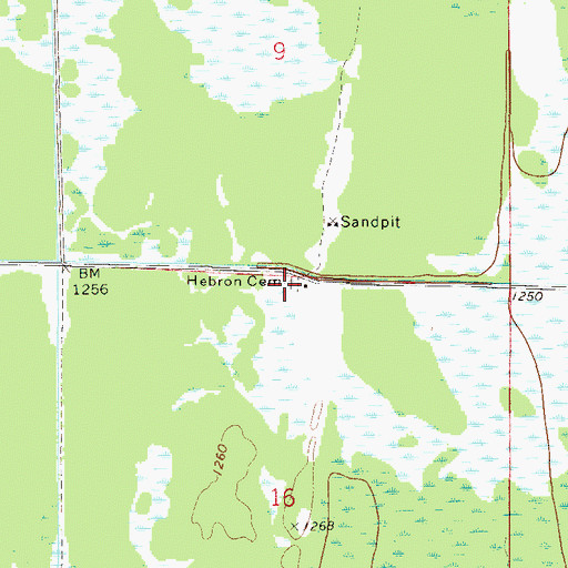 Topographic Map of Hebron Cemetery, MN