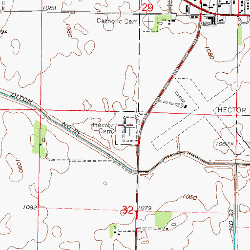 Topographic Map of Hector Cemetery, MN